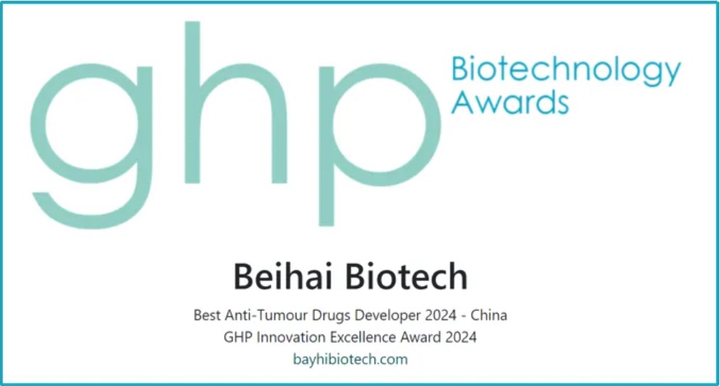 貝海生物榮獲 Biotechnology Awards “2024年GHP創(chuàng)新卓越獎-最佳抗腫瘤藥物公司”